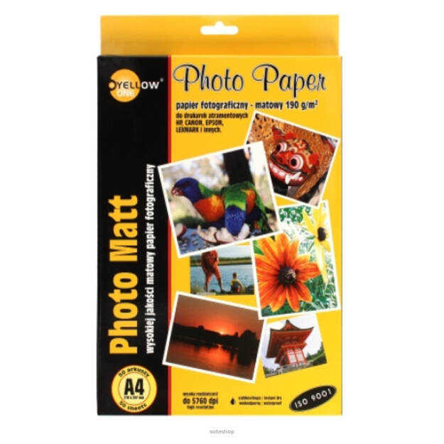 Papier foto A4 YELLOW ONE 190g/50 kart. matowy