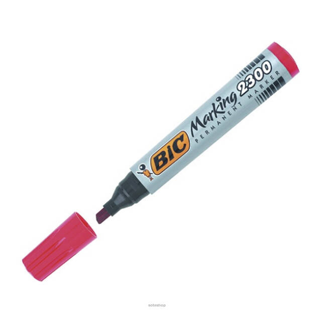 Marker perm.BIC NB2300 ścięta końcówka czerwony