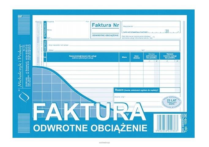 Faktura VAT A5 odwrotne obciążenie 109-3e