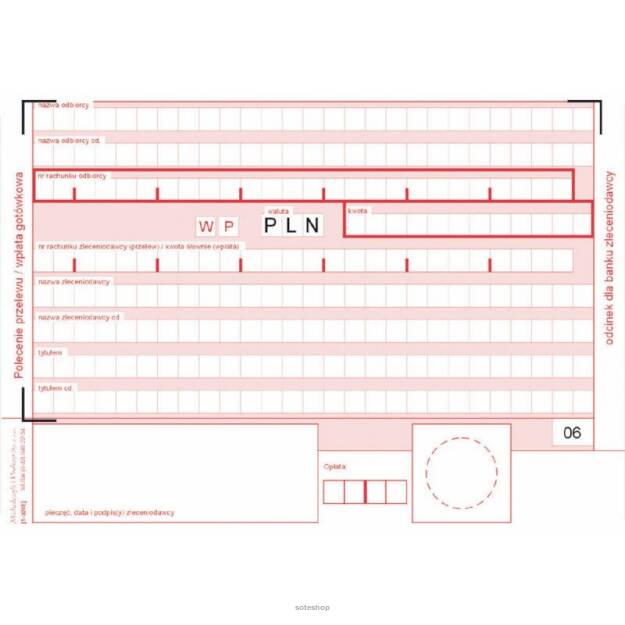 Polecenie przelewu + wpłaty  A6 - 2 odcinkowy 