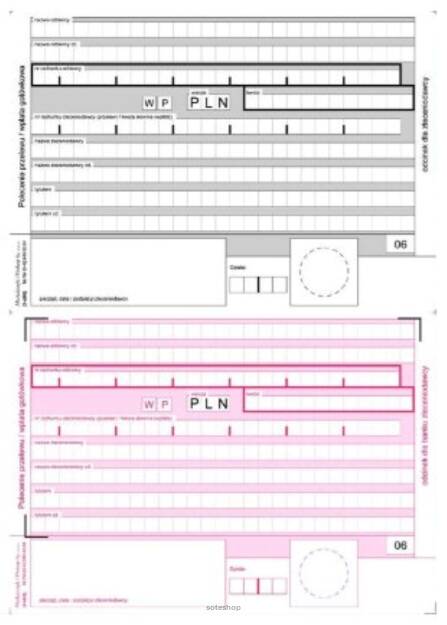Polecenie przelewu +wpłata do nadruku - 2 odcinkowy