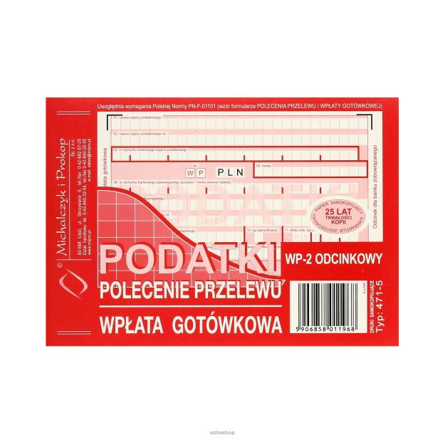 Polecenie przelewu +wpłaty  A6  PODATKI 2odc.471-5 