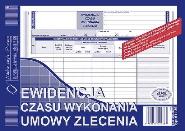 Ewiedencja czasu wyk. umowy zlecenia A5 511-3E