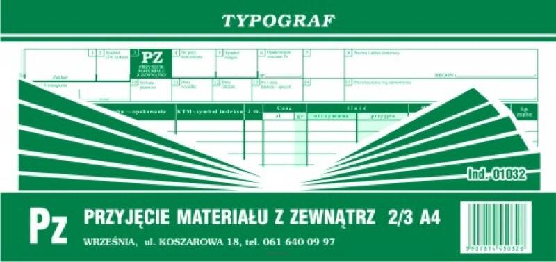 Przyjęcie materiałów z zewnątrz 2/3 A4