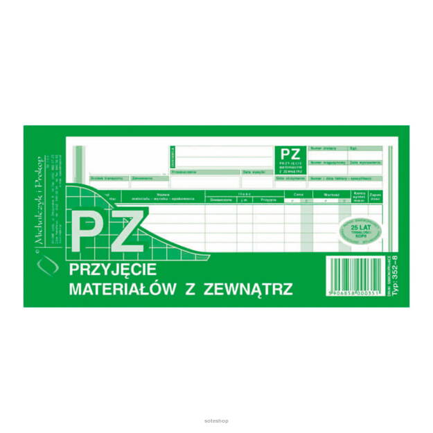 PZ PRZYJĘCIE MATERIAŁÓW Z ZEWNĄTRZ 352-8