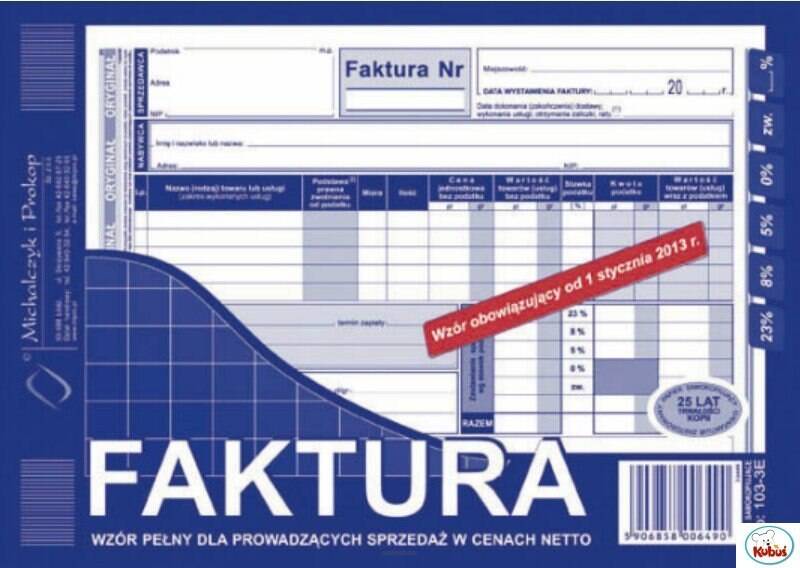 Faktura VAT 2/3A4 3 st.netto 1+1 (S) 102-2E