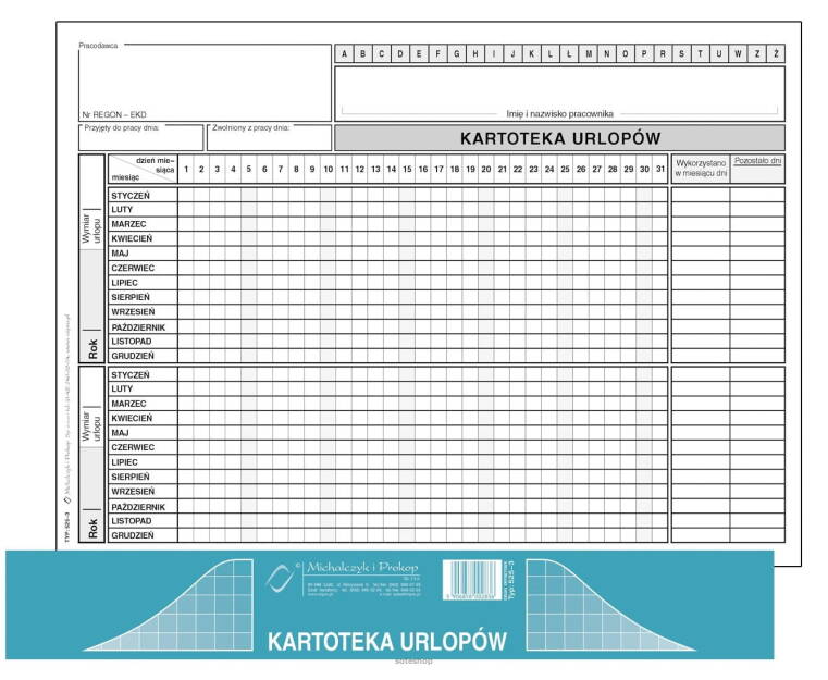 Kartoteka urlopowa 525-3 A5 20ark.